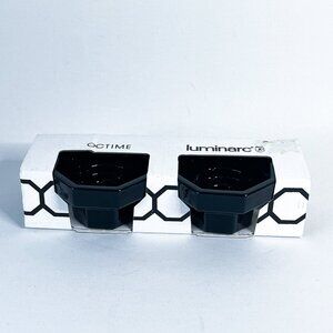 Set of 2 Vintage Luminarc France Octime Candle Holders Black 1989 - NEW
